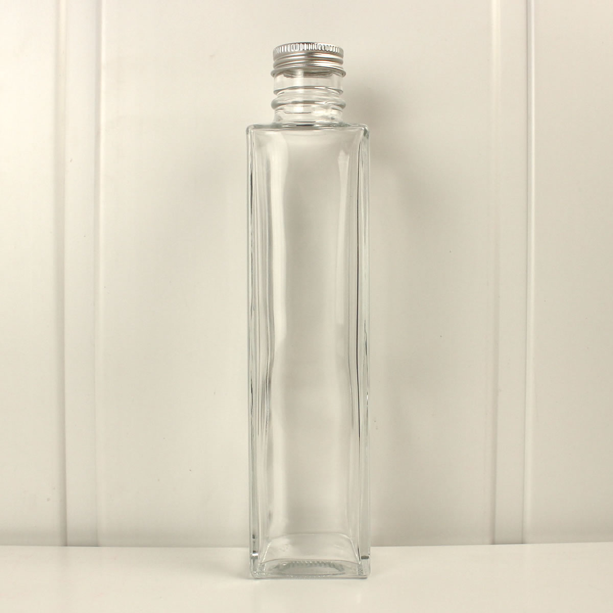 ハーバリウム瓶 (角)300ml アルミキャップ付「キャップ色：シルバー」【10】【取寄】 ハーバリウム 瓶・ボトル ガラス瓶