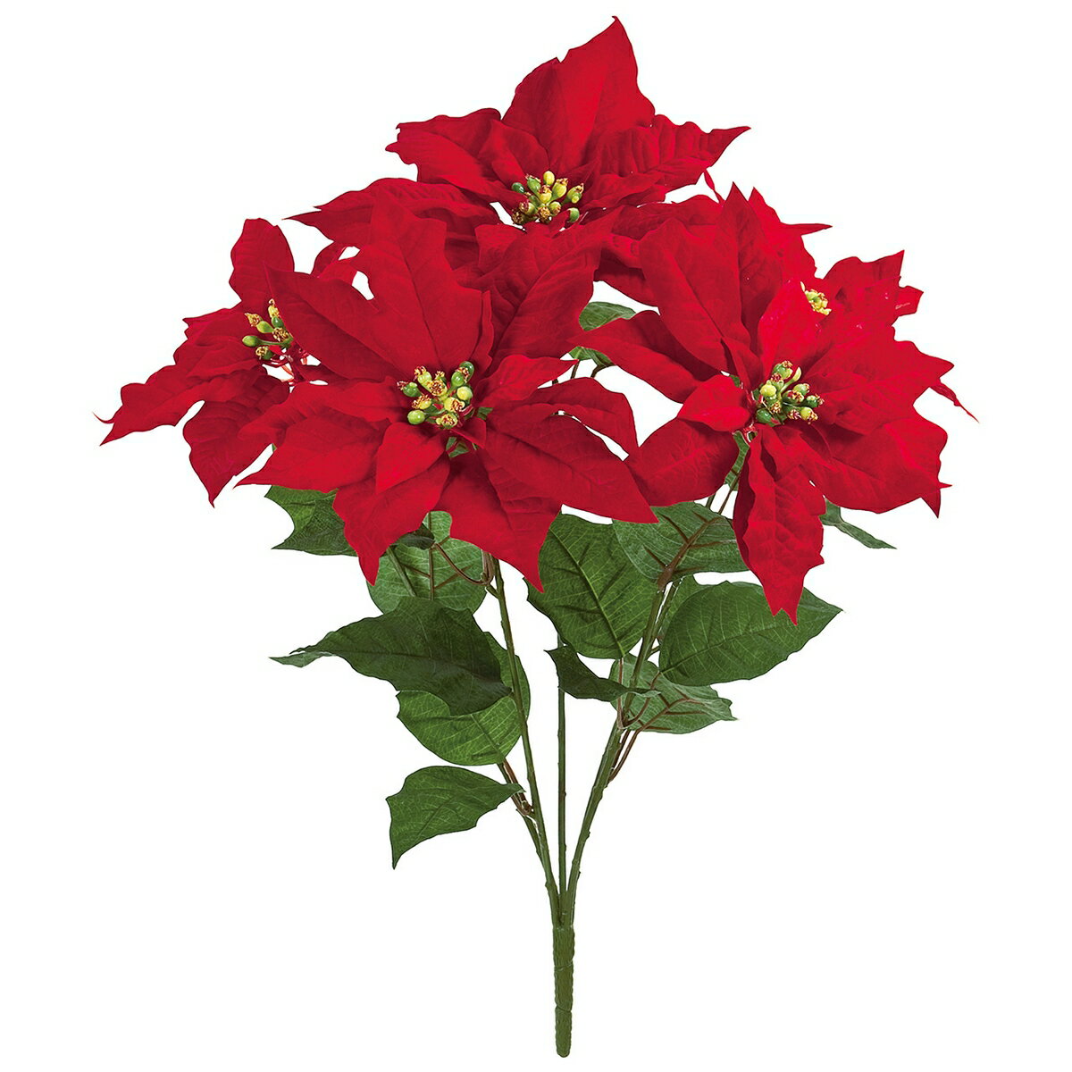 【造花】MAGIQ東京堂/フレッシュポインセチアブッシュ5輪　RED/FX006331【01】 造花（アーティフィシャルフラワー） 造花 花材「は行」 ポインセチアのサムネイル