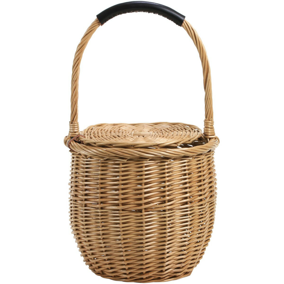 SG Wonder zone/煮柳蓋付き籠バッグ　本革仕様/132-307439-0【07】 花器、リース 花かご・フラワーバス..