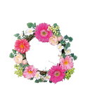 【造花】YDM/ガーベラリース ピンク/FBC-8144-P【01】 花器、リース フラワーリース・花リース完成品 造花リース