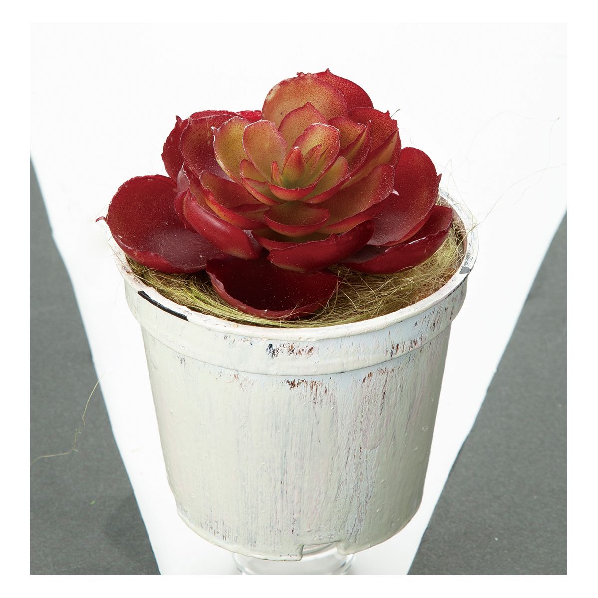【人工観葉植物】YDM/エケベリアポット レッド/GLA-1484-R【01】【取寄】 造花（アーティフィシャルフラワー） 造花葉物 造花・人工観葉植物 卓上ポット
