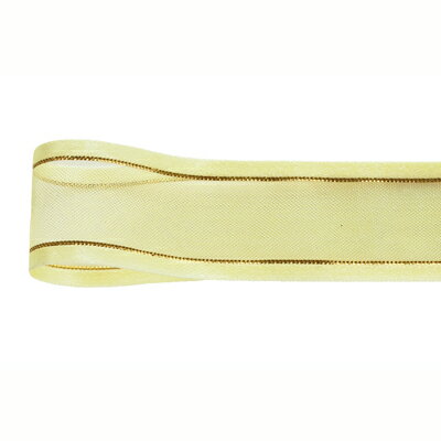 青山リボン/ゴールドエッジミューズ 50mm×10m #003/3265-3【01】 リボン オーガンジーリボン ワイヤー入りオーガンジーリボン