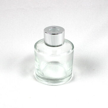 リードディフューザー用ガラス瓶 丸型 50ml 銀カバー+中栓付【01】 リードディフューザー リードディフューザー瓶・ボトル