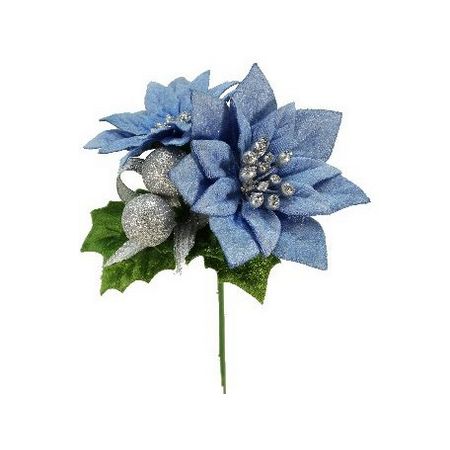 【造花】パレ/ベルベットポインセチア ブル-/XP-7881-70【07】 造花（アーティフィシャルフラワー） 造花 花材「は行」 ポインセチア
