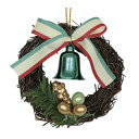 【造花】彩か/Mini Wreath Green Bell Ornament/Z81-XXW374【10】【取寄】[6ケ] 花器、リース フラワーリース・花リース完成品 クリスマスリース