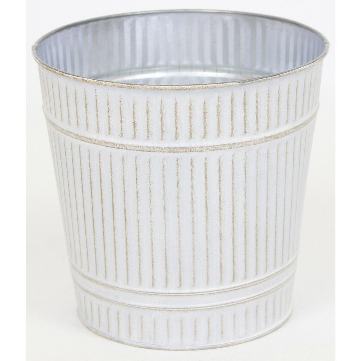 村田屋産業/ウェーブポットホワイトM/3975【07】[4ケ] ガーデニング・園芸用品 植木鉢・フラワーポット アイアン・ブリキ鉢