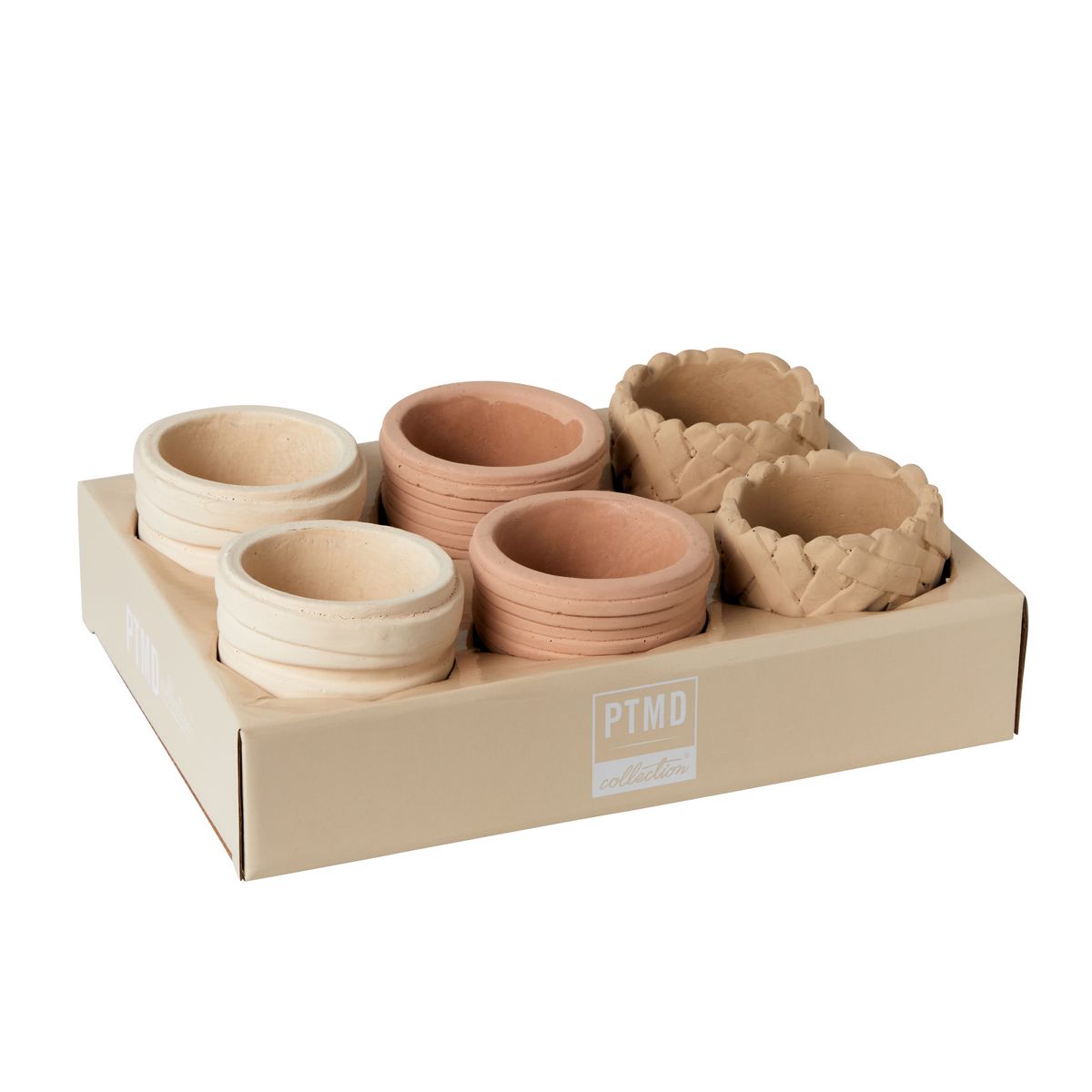 PTMD/Tray6cement mini pots beige【07】【取寄】 ガーデニング・園芸用品 植木鉢・フラワーポット セメント鉢