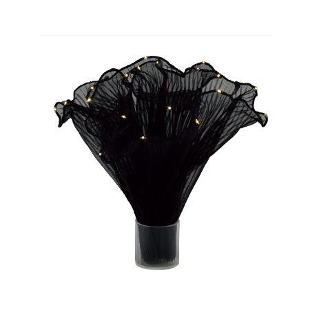 東京リボン/フリルプリーツ／ライト付き ＃017 28x2 ブラック/75806-17【01】 花資材・フローリスト道具 デコレーションパーツ・素材 ソフト・シフォンチュール