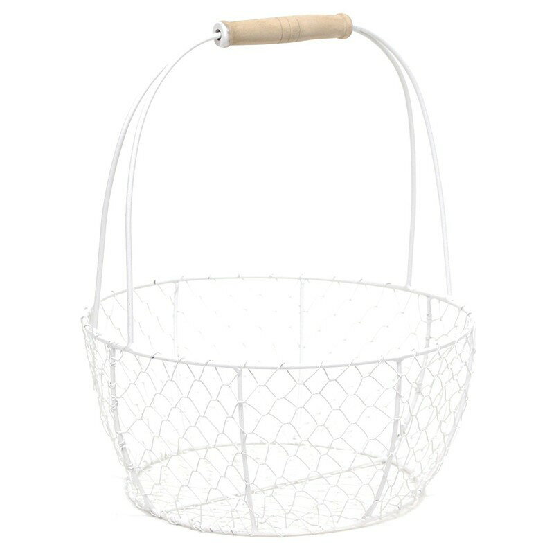 村田屋産業/ワイヤーバスケット円型ホワイトL/3094【07】 花器、リース 花かご・フラワーバスケット ワイヤーバスケットのサムネイル
