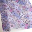 NBK日本紐釦貿易/転写チュール 紫の花々 巾約68cm 1mカット/94631-1014【10】 手芸用品 生地・芯地 化繊 手作り 材料