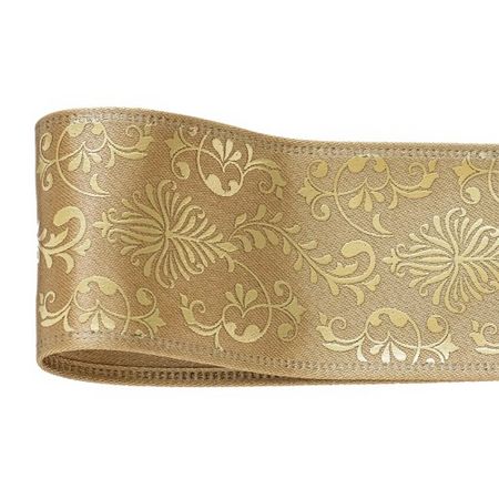 青山リボン/メタリックダマスク 40×7 #831/3065-831【01】 リボン シーズナルリボン クリスマスリボン