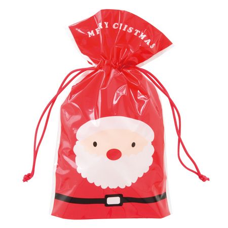 HEADS/クリスマスハッピーサンタ＆スノーマン巾着バッグ－4（20枚）/XHS-4NS ラッピング用品 、梱包資材 クリスマスラッピング クリスマス用ラッピング袋