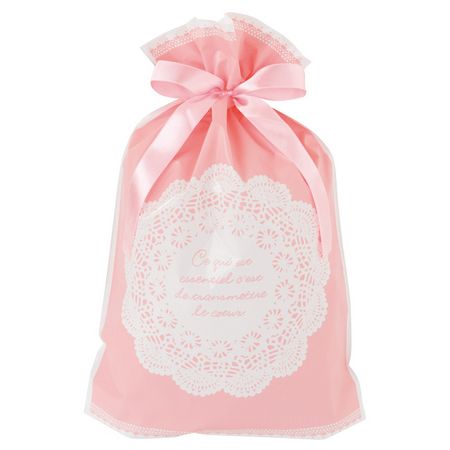 HEADS/レースリボン付PEギフトバッグ−S(20枚)/LA-RBS【01】 ラッピング用品 、梱包資材 ラッピング袋・プレゼント袋 OPP袋・ポ...