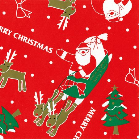 HEADS/クリスマスサンタ包装紙−1(50枚)/XSA-1W【01】 ラッピング用品 、梱包資材 クリスマスラッピング クリスマス包装紙