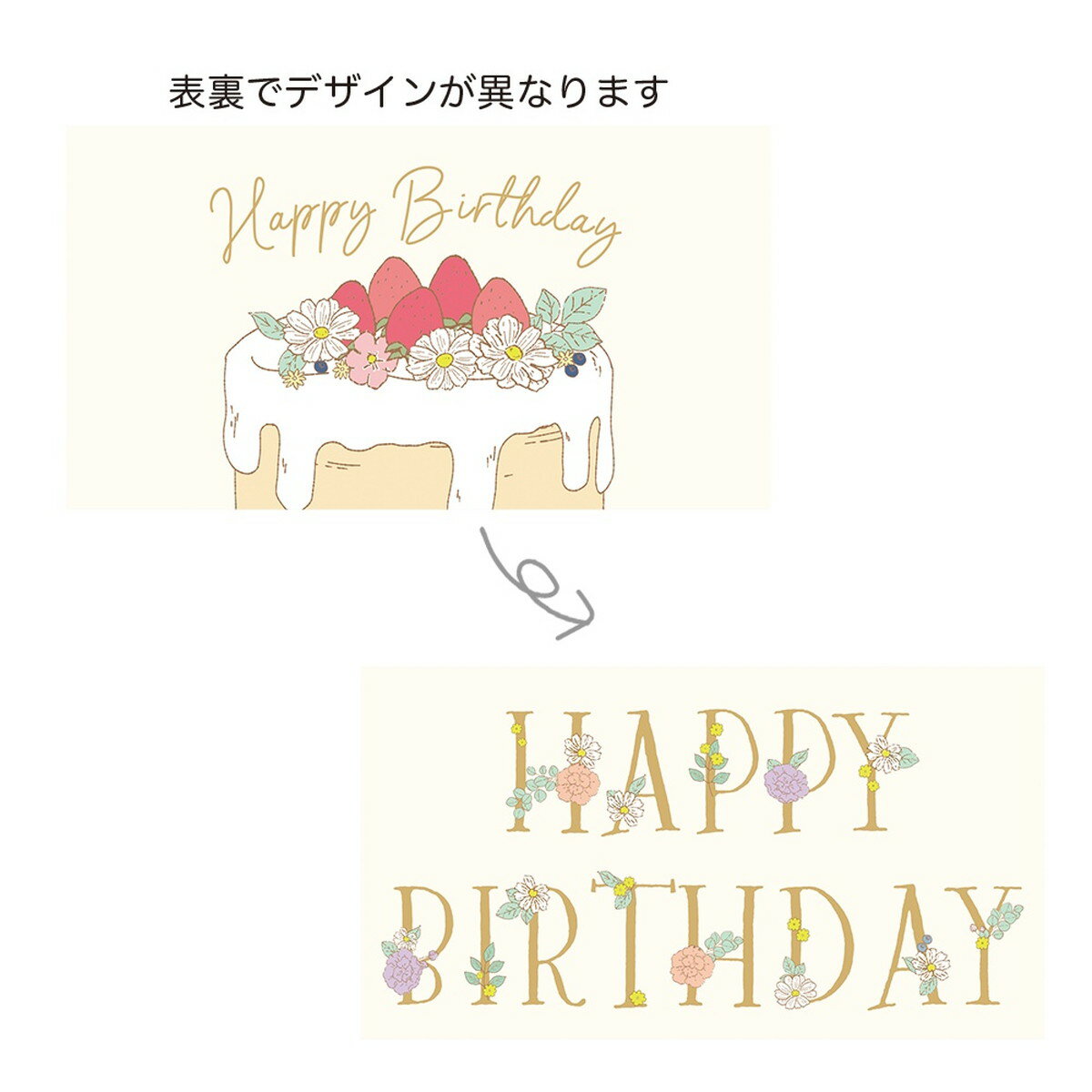 GREENHOUSE/ギフトメッセージカード 両面印刷 Happy Birthday/5311【01】【取寄】[10枚] ラッピング用品 、梱包資材 メッセージカード 誕生日・バースデーカード