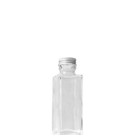 ハーバリウム瓶(角)100ml アルミキャップ付「キャップ色：シルバー」【10】【取寄】 ハーバリウム 瓶・ボトル ガラス瓶