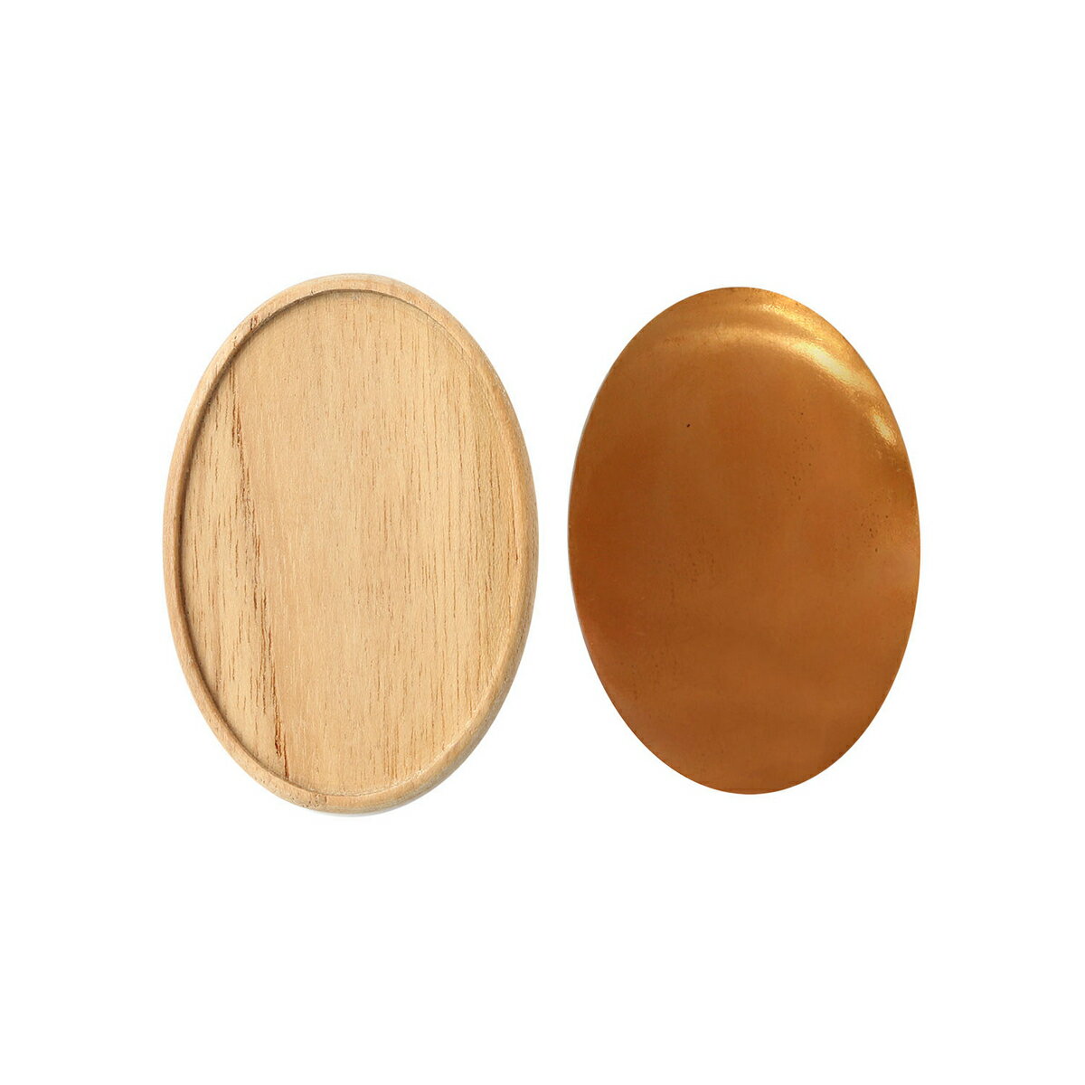 NBK日本紐釦貿易/木製ブローチ台 銅板・ピン付 楕円 ナチュラル/A22-6【10】 花資材・フローリスト道具..