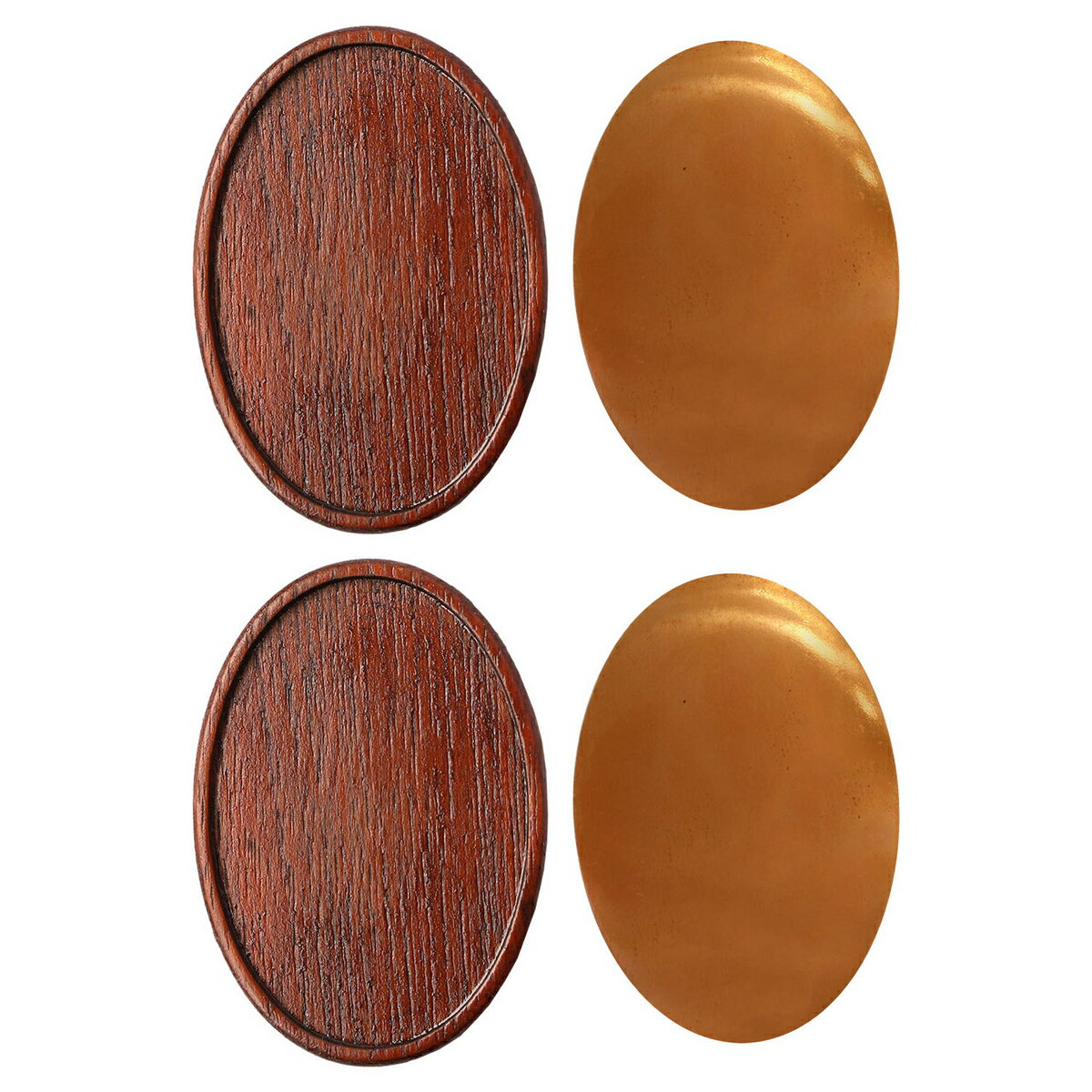 NBK日本紐釦貿易/木製ブローチ台 銅板・ピン付 楕円 5組 ブラウン/A22-7-5【10】 花資材・フローリスト..