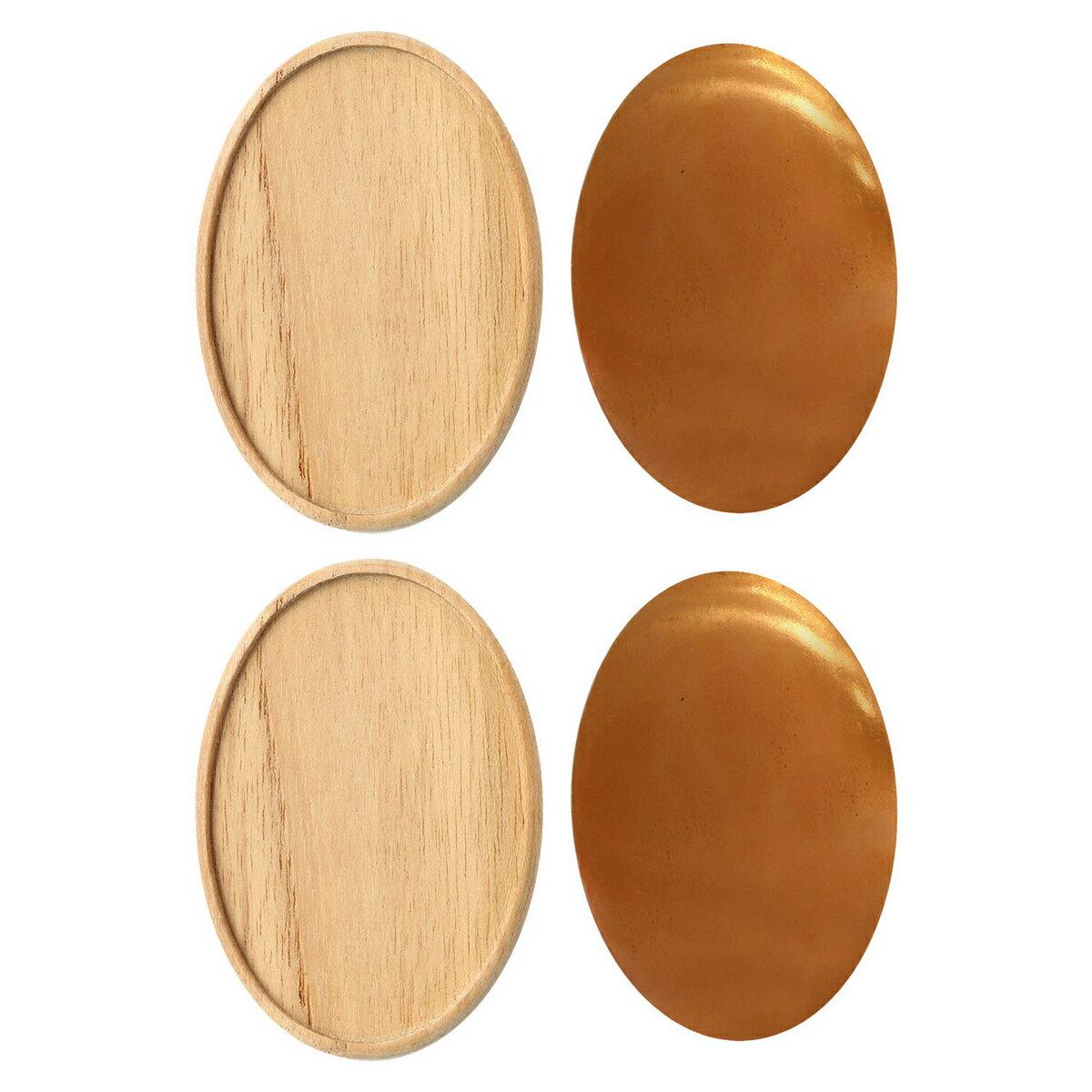 NBK日本紐釦貿易/木製ブローチ台 銅板・ピン付 楕円 5組 ナチュラル/A22-8-5【10】 花資材・フローリス..