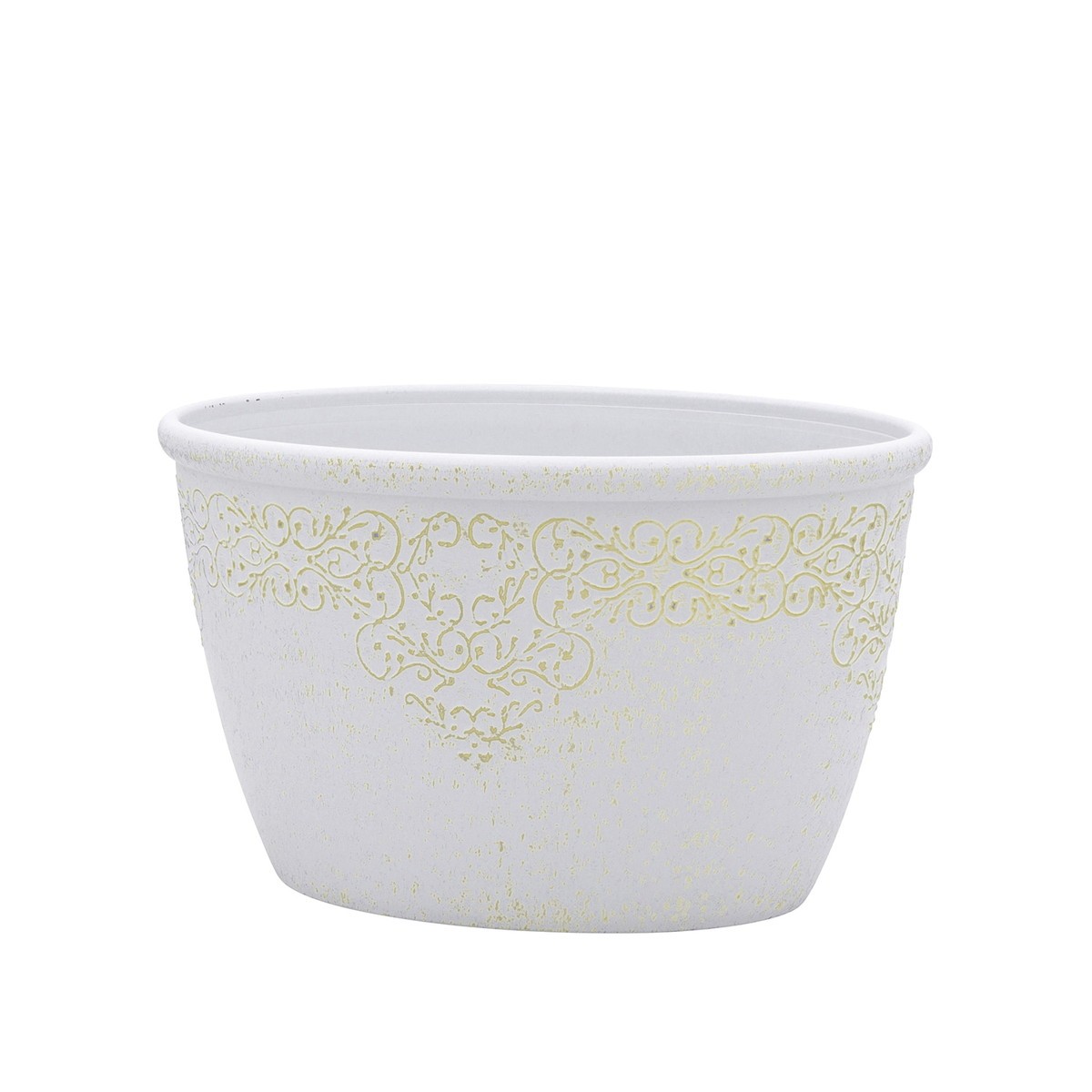 CARNAC/コレットオーバル−IG アイボリー×ゴールド/FC013IG【01】 ガーデニング・園芸用品 植木鉢・フラワーポット 合成樹脂鉢のサムネイル