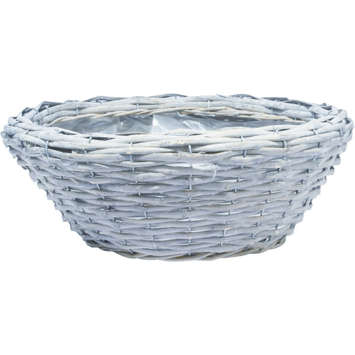 ホワイエ/MH円形グレイL/7700064【07】 花器、リース 花かご・フラワーバスケット その他 花かご