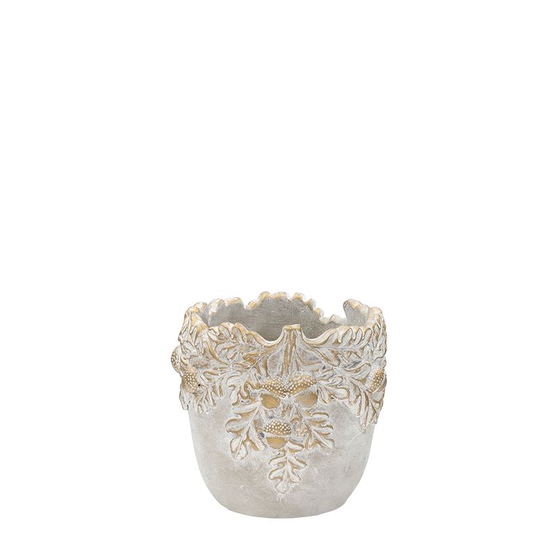 CARNAC/エルメエイコーンM-WG ホワイト×ゴールド/SQ12WG【01】 ガーデニング・園芸用品 植木鉢・フラワーポット セメント鉢のサムネイル