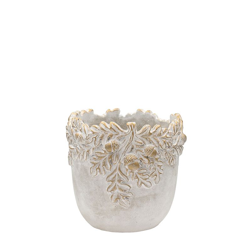 CARNAC/エルメエイコーンL-WG ホワイト×ゴールド/SQ13WG【01】 ガーデニング・園芸用品 植木鉢・フラワーポット セメント鉢のサムネイル