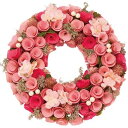 ホワイエ/リースピンク眠りミックスフラワー M/8424801【07】 花器、リース フラワーリース・花リース完成品 ドライフラワーリース