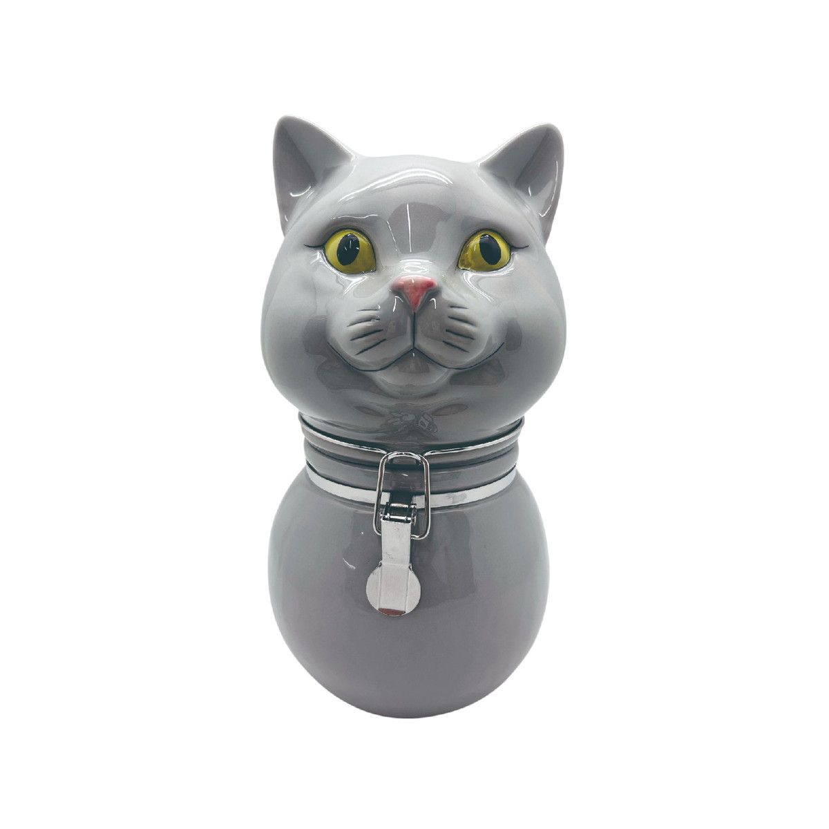 丸和貿易/キャットセラミック キャニスター グレー/400956804【07】 店舗ディスプレイ・店内装飾 雑貨 ..