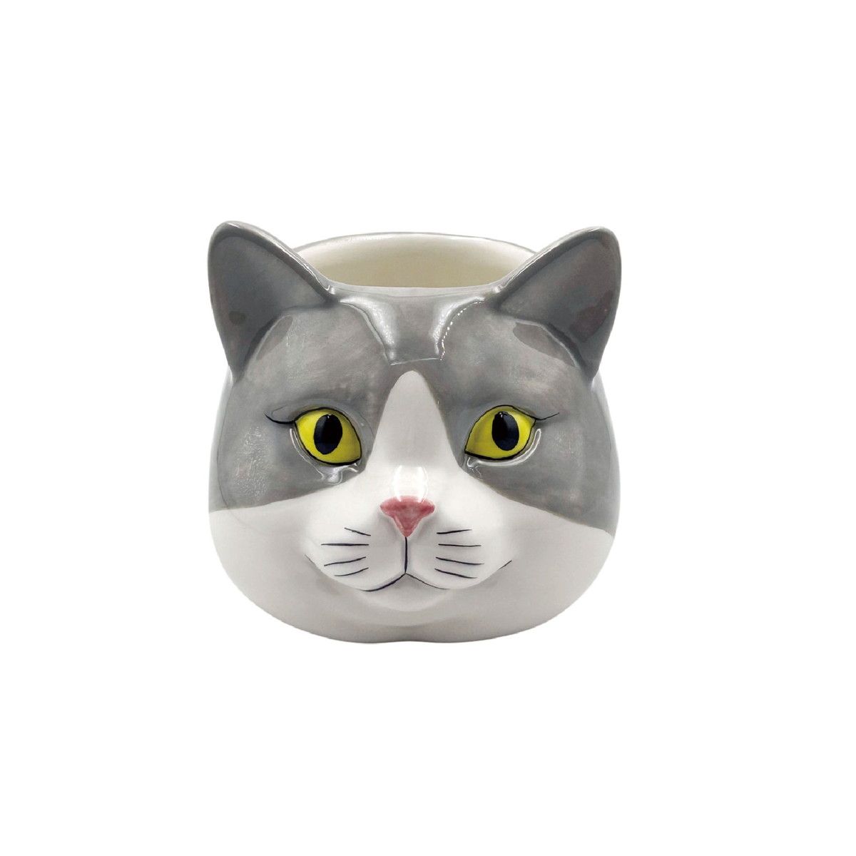 丸和貿易/キャットセラミック フラワーポット （S） ハチワレ/400956602【07】 花器、リース 花器・花瓶 陶器花器