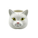 丸和貿易/キャットセラミック フラワーポット (S) シロ/400956603【07】 花器、リース 花器・花瓶 陶器花器