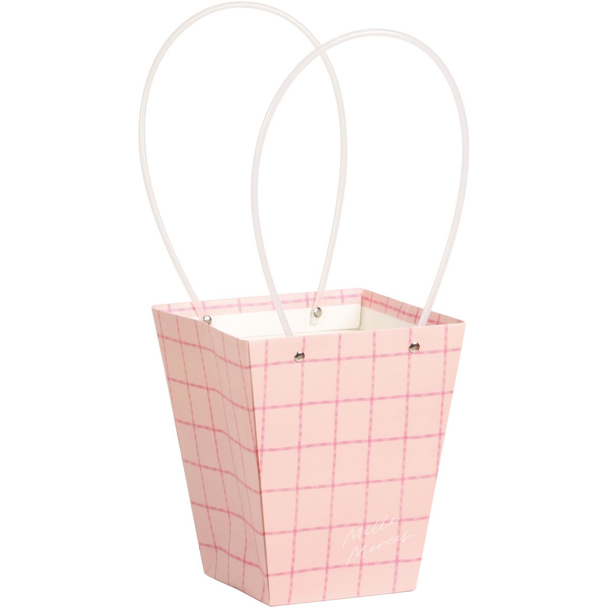 SG Wonder zone/ペーパーバックダ鉢5号用　チェックピンク/381-048P【07】[10個] 花器、リース 花器・..