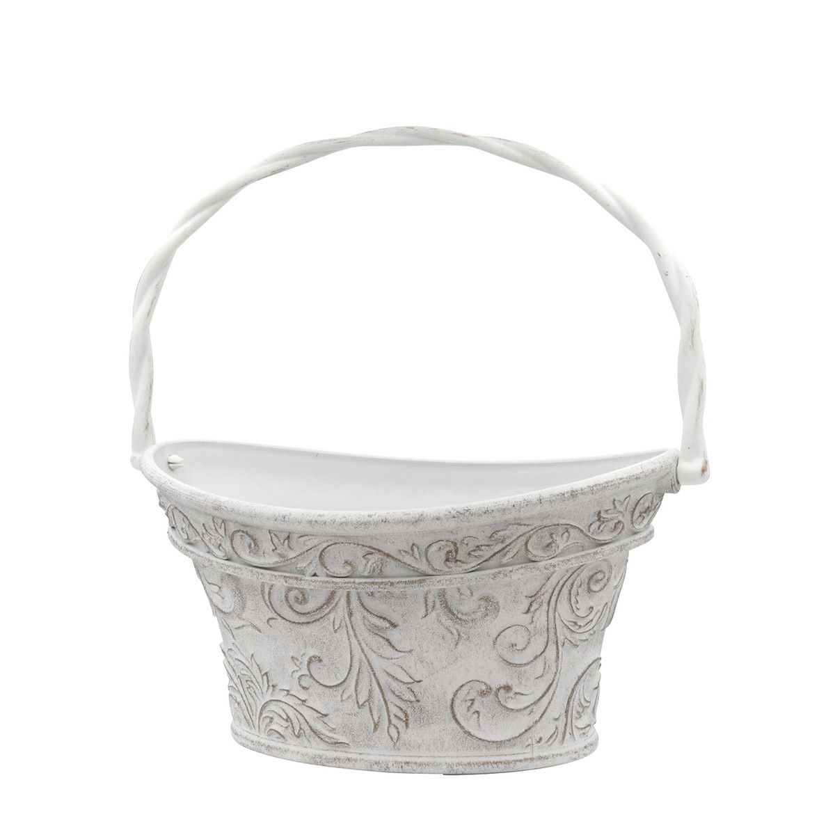 植木鉢 おしゃれ CARNAC/ボールドアラベスクバスケットWH ホワイト/FC039WH【01】 ガーデニング・園芸用品 フラワーポット 合成樹脂鉢のサムネイル