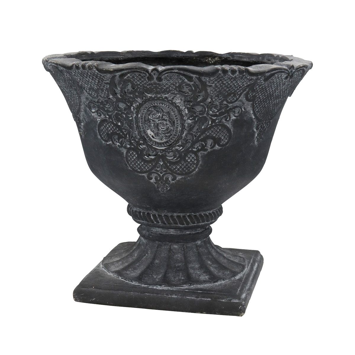 植木鉢 おしゃれCARNAC/ローズレースゴブレットBK ブラック/GFB428BK【01】 ガーデニング・園芸用品 フラワーポット グラスファイバー鉢のサムネイル