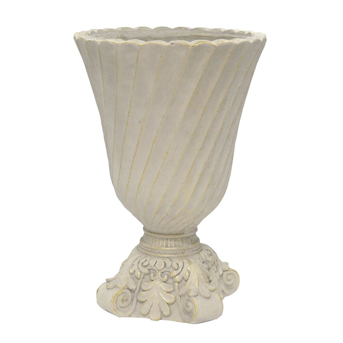 CARNAC/レリーフゴブレットB-IG アイボリー×ゴールド/GFB437IG【01】 ガーデニング・園芸用品 植木鉢・フラワーポット グラスファイバー鉢のサムネイル