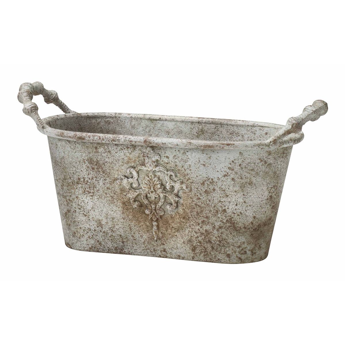 植木鉢 おしゃれ 友膳/アンシャンオーバルMGY/UF515【01】 ガーデニング・園芸用品 フラワーポット アイアン・ブリキ鉢