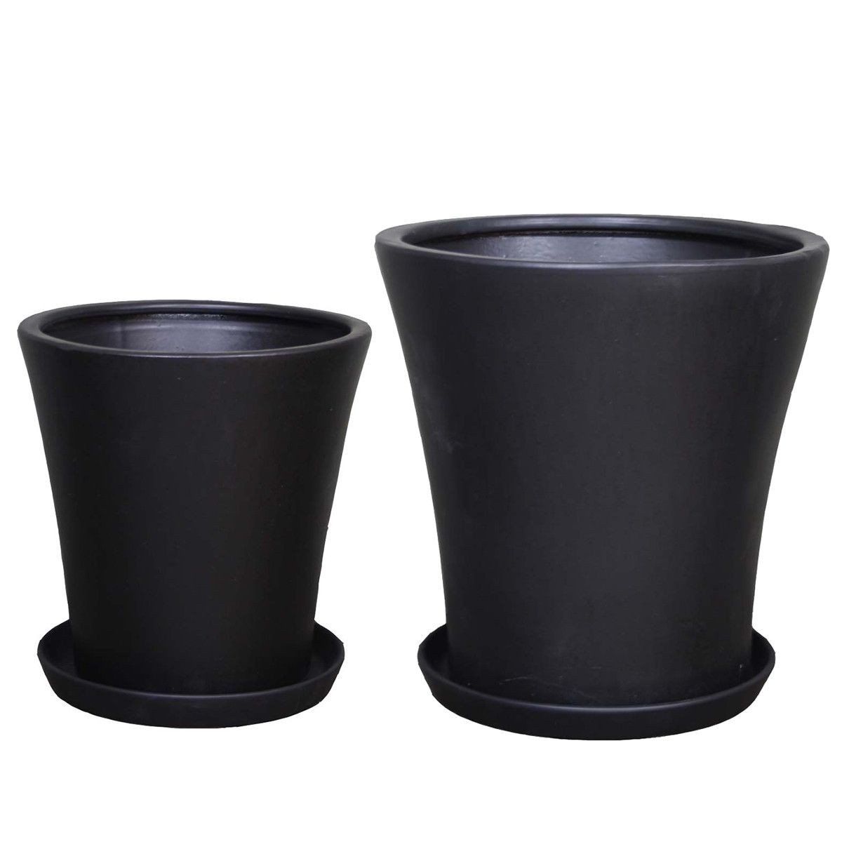 ミュールミル/サブリナ黒マット2Pset「1セットあたり：S1個L1個」/S002/2MB【01】 ガーデニング・園芸用品 植木鉢・フラワーポット 陶器・セラミック鉢
