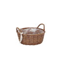 村田屋産業/PPラタンバスケットフラットS Brown/3007【07】 花器、リース 花かご・フラワーバスケット フェイク素材バスケット