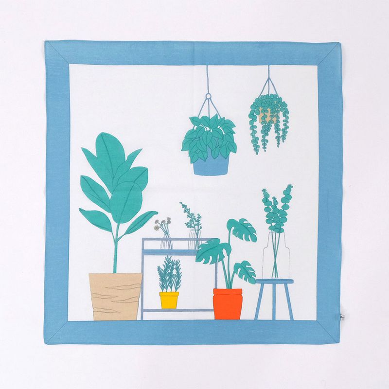 志成販売/飾りたくなる癒しの植物プリントハンカチ/304003BL【07】[5個] 店舗ディスプレイ・店内装飾 ..
