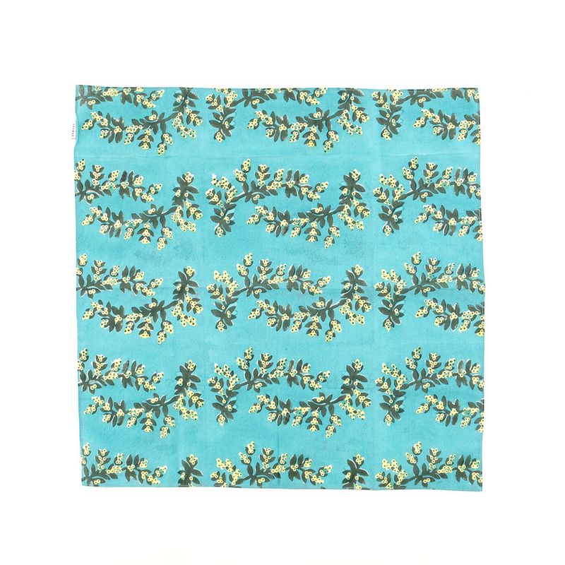 志成販売/幸福をもたらすヤドリギ柄のブロックプリントのハンカチ/304914GN【07】[3個] 店舗ディスプレ..