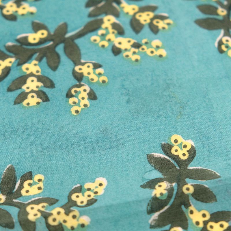 志成販売/幸福をもたらすヤドリギ柄のブロックプリントのハンカチ/304914GN【07】[3個] 店舗ディスプレイ・店内装飾 雑貨 ファッション小物