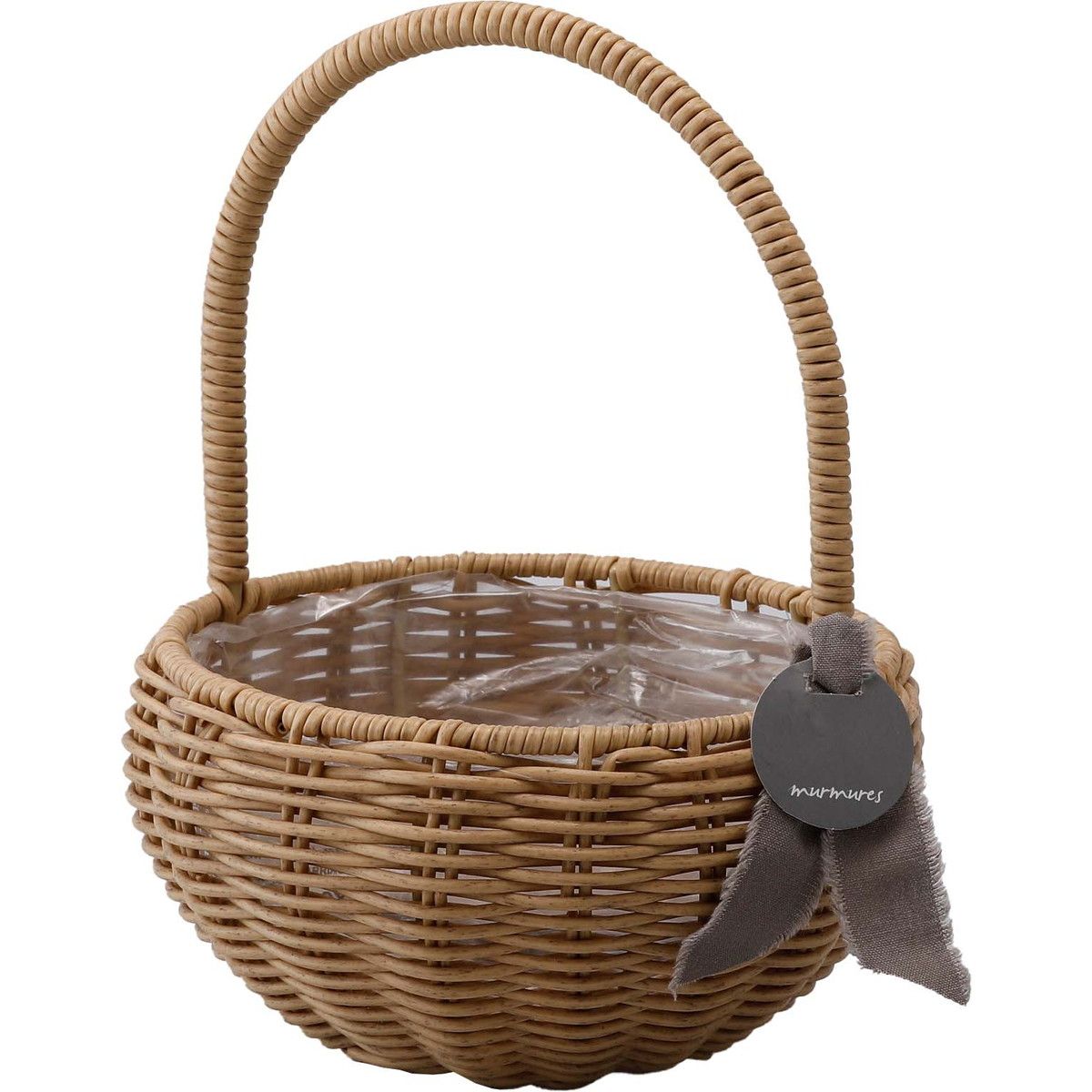 ミュールミル/ジェミニバスケット手付ボールナチュラルL/CV-011LNa【01】[2個] 花器、リース 花かご・フラワーバスケット フェイク素材バスケット