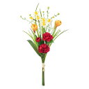 【造花】MAGIQ東京堂/椿水仙ブーケ RED/CREAM レッドクリーム/FJ001787【01】 造花(アーティフィシャルフラワー) 造花 花材「た行」 ツバキ(椿)