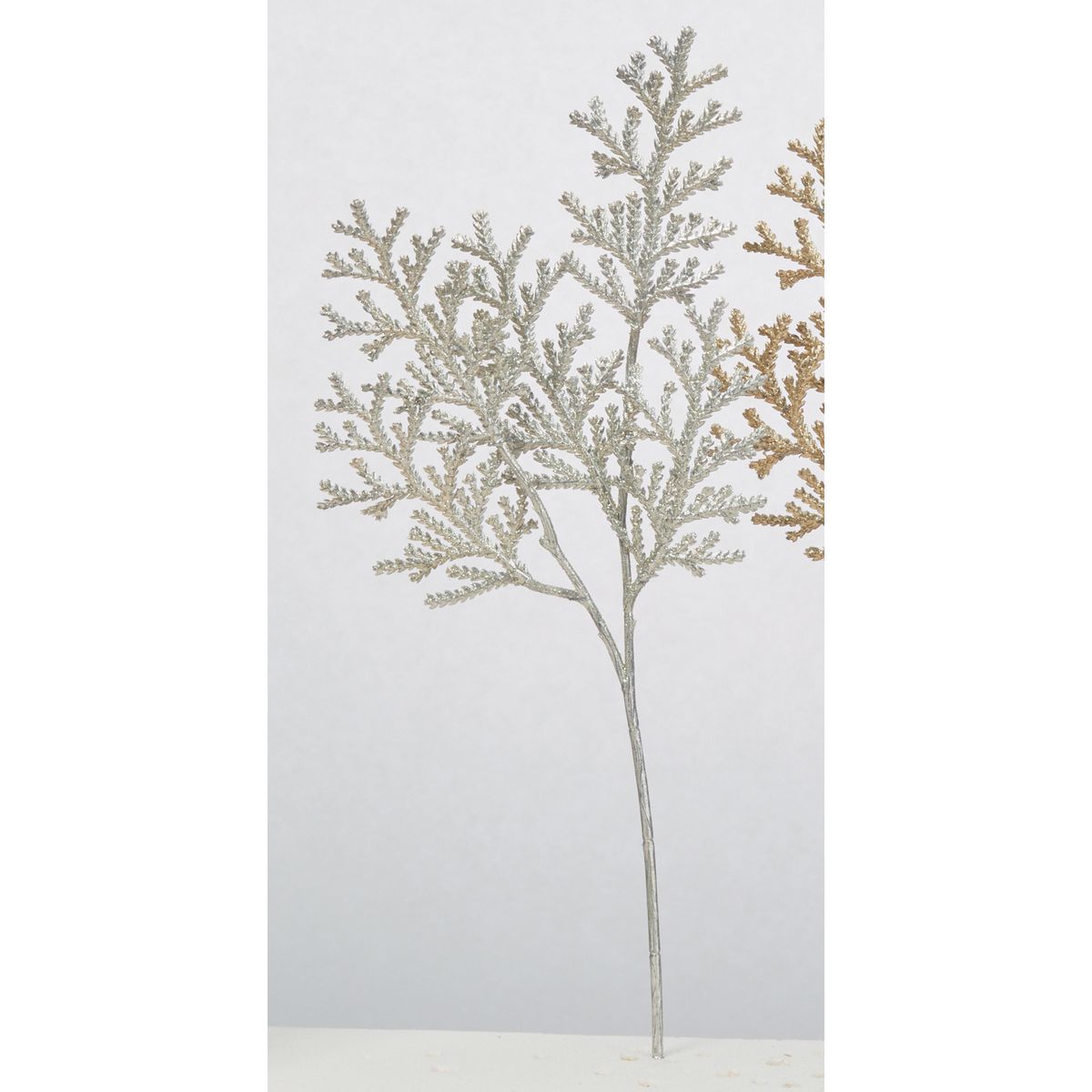 【造花】アスカ/グリッターシーダーピック シャンペン/AX60771-27【01】 造花（アーティフィシャルフラワー） 造花葉物、フェイクグリーン モミ、ジュニパー