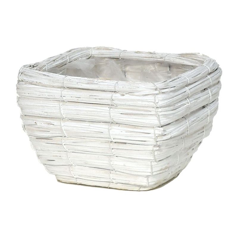 LEAD STYLE/スクエアボウルバスケットM ホワイト/HT-13280MWH【01】 花器、リース 花かご・フラワーバ..