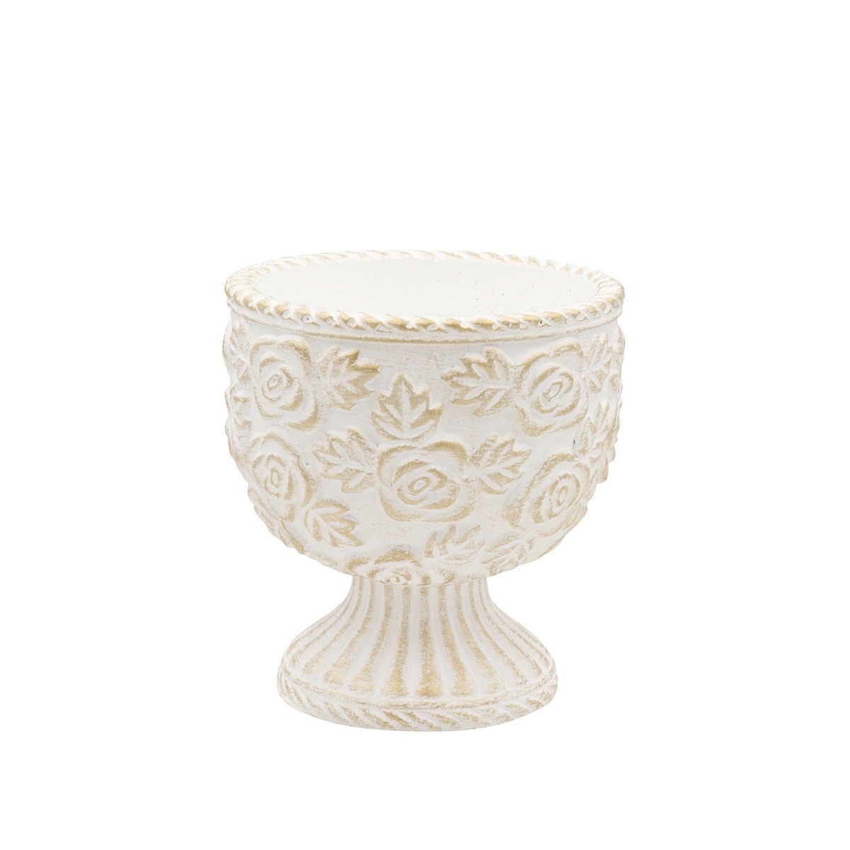CARNAC/ベルローズゴブレットM-WG ホワイト×ゴールド/CQ2518WG【01】 ガーデニング・園芸用品 植木鉢・フラワーポット セメント鉢のサムネイル