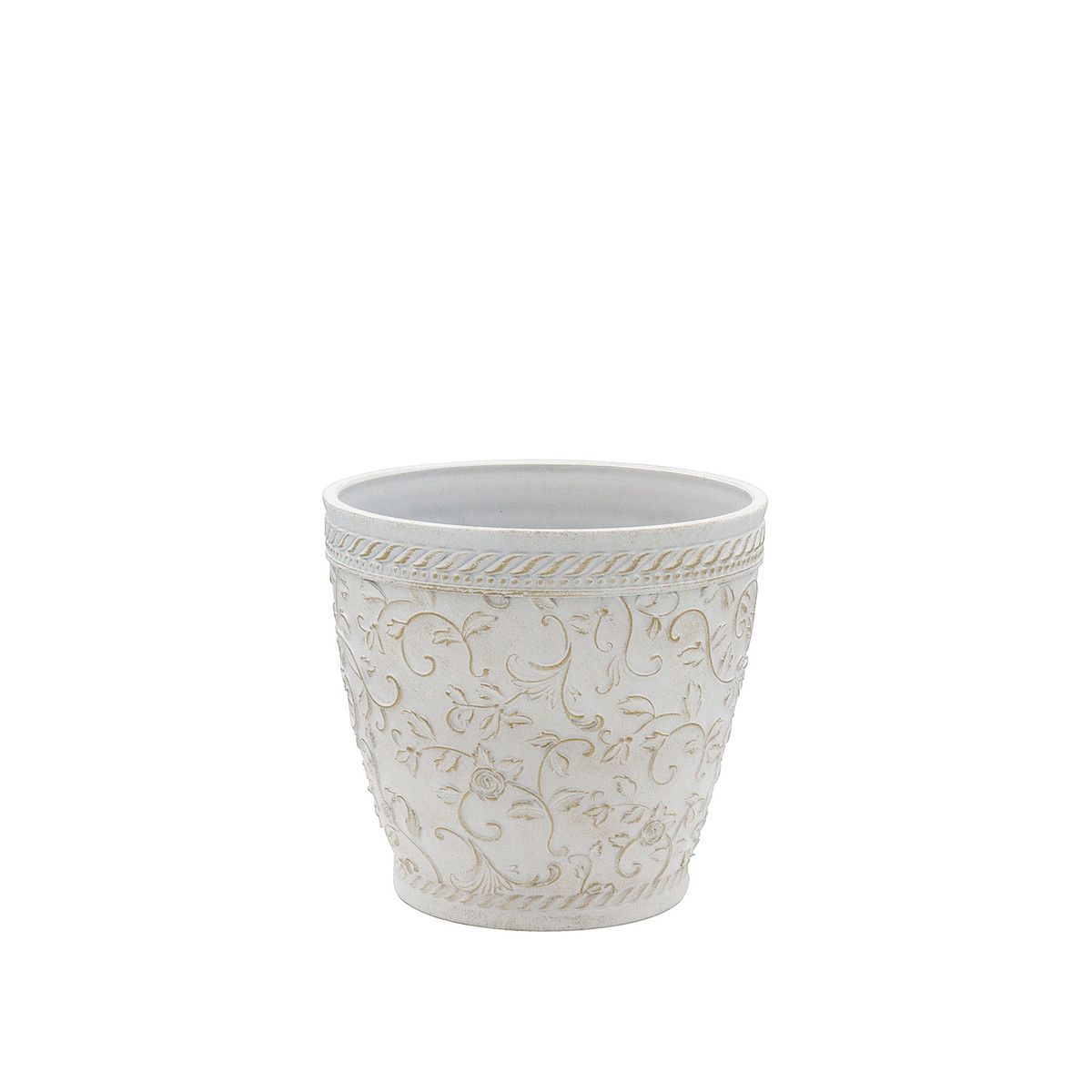 CARNAC/ミニローズベーシックS-IG アイボリー×ゴールド/FC051IG【01】 ガーデニング・園芸用品 植木鉢・フラワーポット 合成樹脂鉢のサムネイル