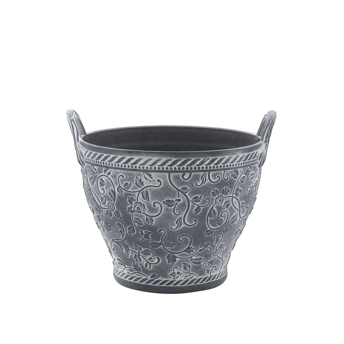 CARNAC/ミニローズハンドルバスケットL-BK ブラック/FC060BK【01】 ガーデニング・園芸用品 植木鉢・フラワーポット 合成樹脂鉢のサムネイル