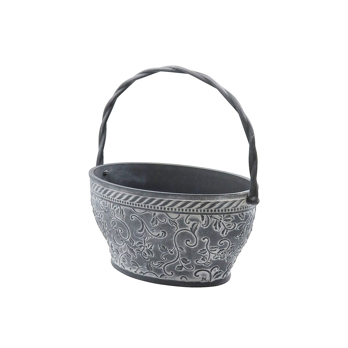 植木鉢 おしゃれ CARNAC/ミニローズオーバルバスケットBK ブラック/FC055BK【01】 ガーデニング・園芸用品 フラワーポット 合成樹脂鉢のサムネイル