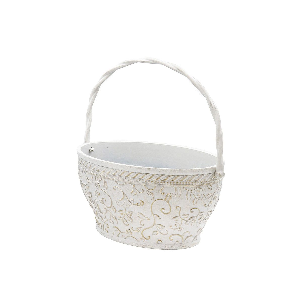 植木鉢 おしゃれ CARNAC/ミニローズオーバルバスケットIG アイボリー×ゴールド/FC055IG【01】 ガーデニング・園芸用品 フラワーポット 合成樹脂鉢のサムネイル